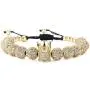 Charm Imperial Crown Braided Bracelets with 8mm Micro Pave Cubic Zirconia Beads 18K Gold King Bracelet for Men Boys