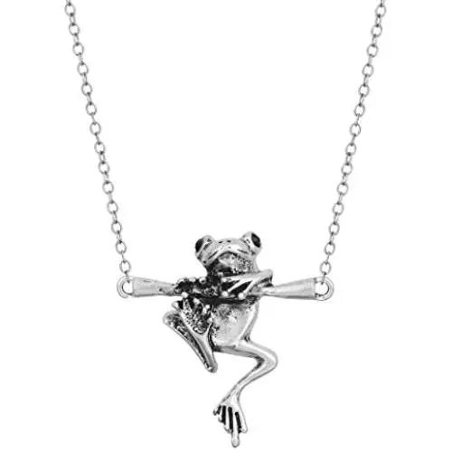 CHUYUN Frog Pendant Necklace Vintage Silver Plated Funny Animal Pendant Charm Necklace Jewelry for Women Men Children