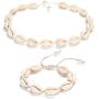KARIDUN Bohemian Hawaiian Beach Seashell Choker Necklaces and Bracelets for Women Adjustable Conch Anklet Turtle Bracelet Turquoise Necklace and Bracelet Set