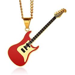 MPRAINBOW Guitar Music Player Stainless Steel Lover Pendant Necklace Jazz Jewelry for Men Women