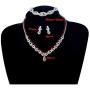 Udalyn Rhinestone Necklace and Earrings Set for Women Bridal Jewelry Set for Wedding with Crystal Bracelet