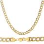 10K Yellow Gold 5mm Thick Cuban Curb Diamond Cut Pave Chain Necklace