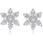 Silver Snowflake Jewelry Set for Women, 925 Sterling Silver Snowflake Stud Earrings & 45cm Necklace Pendant Set, with White AAA Cubic Zirconia, Perfect Christmas Gift for Ladies Girls