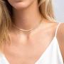 Gold Choker Chain Necklace for Women: 14k Gold Plated Dainty Snake Chain Tiny Disc Charm Herringbone Jewelry Teen Girls Gifts