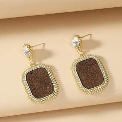 Sinkcangwu Rhinestone Leather Drop Earrings Statement Jewelry Luxury Crystal Earrings Female Wedding Party Gift Accessories Brincos