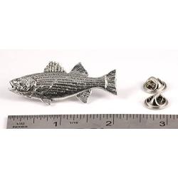 Striped Bass Fish Pewter S050 Lapel Pin, Brooch, Jewelry