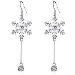 Sterling Silver Snowflake Earrings for Women Teens, Winter Dangle Earrings Snowflake Jewelry Gifts for Her