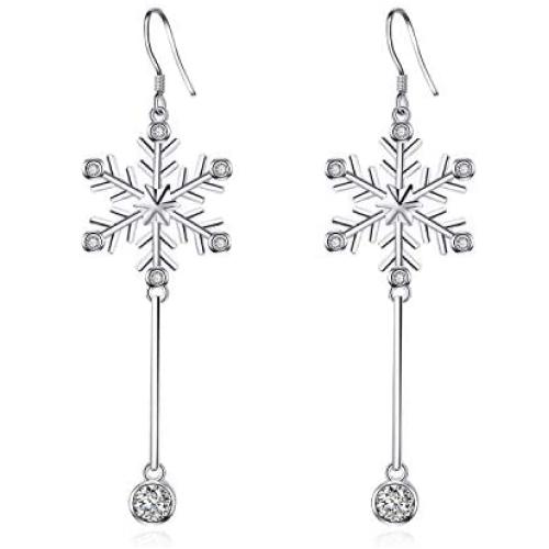 Sterling Silver Snowflake Earrings for Women Teens, Winter Dangle Earrings Snowflake Jewelry Gifts for Her