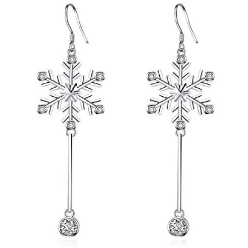 Sterling Silver Snowflake Earrings for Women Teens, Winter Dangle Earrings Snowflake Jewelry Gifts for Her