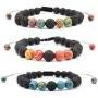 Phoenix Angela Jewelry Natural Volcanic Rocks Stone and Colorful Malachite Handmade Bracelet Beaded Radiation Protection Gift for Men Women Couple Friends Friendship Gifts