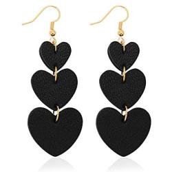 Jagucho Leather Earrings Dangle for Women, Lightweight Heart Earrings Drop for Teen Girls, Gifts for Women