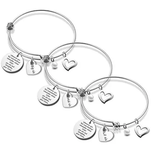 G-Ahora Big Sis Middle Sis Little Sis Bracelet Sister Necklaces Sister Jewelry Set of 3 Sister Jewelry for Women Girls Bestie Jewelry G-Ahora Big Sis Middle Sis Little Sis Bracelet Sister Necklaces Sister Jewelry Set of 3 Sister Jewelry for Women Girls Bestie Jewelry