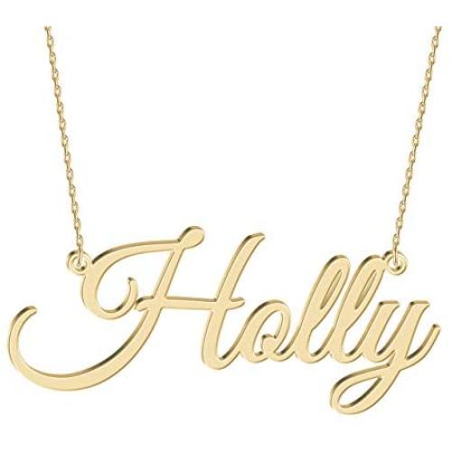 Joelle Jewelry Design Sterling Silver Name Necklace Personalized, 15 Fonts Style to Choose, Custom Made Womens Name Script Plate Pendant for Her