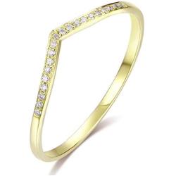 HAFEEZ CENTER 14k Gold V Shape Curved Chevron Moissanite Wedding Band Ring
