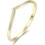 HAFEEZ CENTER 14k Gold V Shape Curved Chevron Moissanite Wedding Band Ring