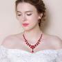 EleQueen Womens Bridal CZ Multi Teardrop Statement Necklaces Dangle Earrings Costume Jewerly Sets