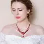 EleQueen Womens Bridal CZ Multi Teardrop Statement Necklaces Dangle Earrings Costume Jewerly Sets