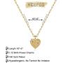 Hidepoo Birth Flower Necklaces for Women, 14K Gold Plated Dainty Paperclip Chain Engraved Floral Heart Necklace Simple Birth Month Flower Pendant Necklace Personalized Jewelry Birthday Gift for Women