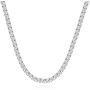 Tennis Chain Necklace White Gold-Plated Necklace Sterling Silver Necklace Dainty Brass Round Classic 5A Cubic Zirconia CZ Gift for Men Women