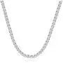 Tennis Chain Necklace White Gold-Plated Necklace Sterling Silver Necklace Dainty Brass Round Classic 5A Cubic Zirconia CZ Gift for Men Women