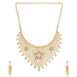 Efulgenz Indian Style Bollywood Fashion Wedding Bridal Choker Collar Necklace Dangle Drop Earrings Jewelry Set