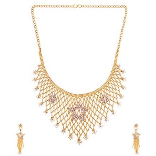 Efulgenz Indian Style Bollywood Fashion Wedding Bridal Choker Collar Necklace Dangle Drop Earrings Jewelry Set