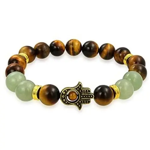 Talisman Amulet Stackable Gemstones Tiger Eye New Jade Serpentine Black Lava Rock Hamsa Hand Stretch Bracelet For Women Men Silver Gold Plated Talisman Amulet Stackable Gemstones Tiger Eye New Jade Serpentine Black Lava Rock Hamsa Hand Stretch Bracelet For Women Men Silver Gold Plated