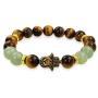 Talisman Amulet Stackable Gemstones Tiger Eye New Jade Serpentine Black Lava Rock Hamsa Hand Stretch Bracelet For Women Men Silver Gold Plated