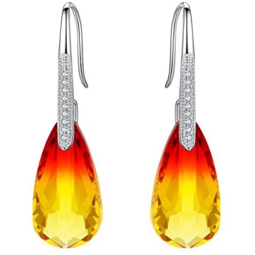 EleQueen 925 Sterling Silver CZ Teardrop Hook Dangle Earrings Made with Swarovski Crystals