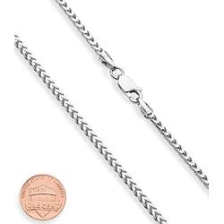 Miabella Solid 925 Sterling Silver Italian 2.5mm Franco Square Box Link Chain Necklace for Men Women 16, 18, 20, 22, 24, 26, 30 Inch Made in Italy