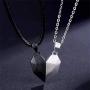 ZEXIN Black White Minimalist Couple Necklace Matching Friendship Distance Attracting Faceted Wishing Stone Magnetic Necklace Fashion Jewelry Heart Pendant