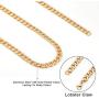 Men Gold Necklace Chain, Gold Plated Figaro Chain Link, Stainless Steel 8mm Wide Curb Hip Hop Chian Necklace 24Inch