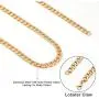 Men Gold Necklace Chain, Gold Plated Figaro Chain Link, Stainless Steel 8mm Wide Curb Hip Hop Chian Necklace 24Inch