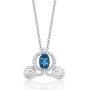 Jewelili Enchanted Disney Fine Jewelry Sterling Silver 1/10Cttw And London Blue Topaz Cinderella Carriage Pendant