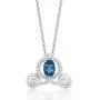 Jewelili Enchanted Disney Fine Jewelry Sterling Silver 1/10Cttw And London Blue Topaz Cinderella Carriage Pendant