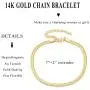 NUZON 14K Gold Snake Chain Bracelet& Cuban Curb T Bar Link Chain Bracelet Minimalist Dainty Jewelry for Women Girls 7 Adjustable