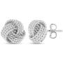 LeCalla Sterling Silver Jewelry Italian Design Diamond Cut Wire Love Knot Stud Earring for Women