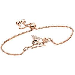 Rose Gold Hummingbird Bracelet Crystal Bird Jewelry Christmas Gift