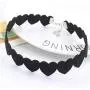 Heart Velevt Choker Necklace Boho Leather Heart Shaped Chain Jewelry Silver Plated for Women Girls