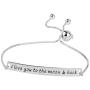 LeCalla Sterling Silver Jewelry Love You To The Moon and Back Sliding Bolo Bracelet for Teen Women