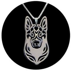 German Shepherd Dog Sterling Silver Necklace Dangle Earrings Set by Ginger Lyne Ears Down Puppy Dog Pet Pendant Box Chain Doggie Animal Paw Print Heart Jewelry for Pit Mom Women Girls Teens