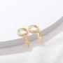 Fettero Gold Huggie Hoop Earrings Star Cross Lock Lightning Spike Evil Eye Fan Bead Dangle Drop Snake Sleeper 14K Gold Plated Dainty Minimalist Simple Boho Hypoallergenic Jewelry Gift for Women Men