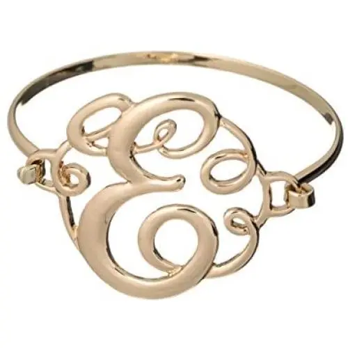 Jewelry Nexus Monogram Filigree Designer Gold-Tone Wire Bracelet Jewelry Nexus Monogram Filigree Designer Gold-Tone Wire Bracelet