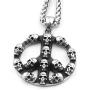 Warvik Hippie Peace and Love Symbol Pendant Necklace Silver Color, Stainless Steel Jewelry Men Women Wheat Chain 20/28 Inch