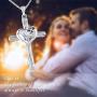 GRECIA White Gold Sloth Necklace for Women Girls, Silver Cross Pendant Necklace Jewelry Gift for Her on Anniversary, Birthday