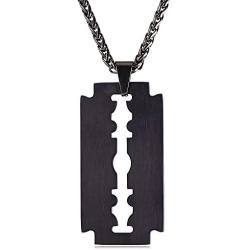 U7 Men Cool Necklace Stainless Steel/Black Gun Plated/18K Gold Plated Razor Blade Pendant, with 22 Inch Chain