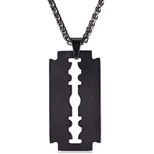U7 Men Cool Necklace Stainless Steel/Black Gun Plated/18K Gold Plated Razor Blade Pendant, with 22 Inch Chain U7 Men Cool Necklace Stainless Steel/Black Gun Plated/18K Gold Plated Razor Blade Pendant, with 22 Inch Chain