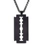 U7 Men Cool Necklace Stainless Steel/Black Gun Plated/18K Gold Plated Razor Blade Pendant, with 22 Inch Chain
