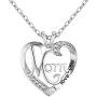 Mom Necklace Love Heart Necklace for Mothers Birthday Gift - I Love You Mom Necklace Mothers Day Jewelry Gifts Mother Necklace from Daughter (F：Heart&Mom)