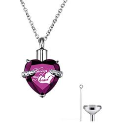 Cat Eye Jewels Memorial Cremation Urn Keepsake Ash Holder Heart Birthstone Pendant Necklace for Ashes for Men Women with Funnel Kit